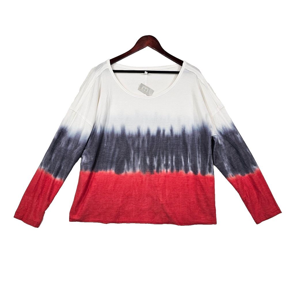 NWT Maurices Long Sleeve‎ T-Shirt Tie Dye Round Neck Multicolor Womens Size 1